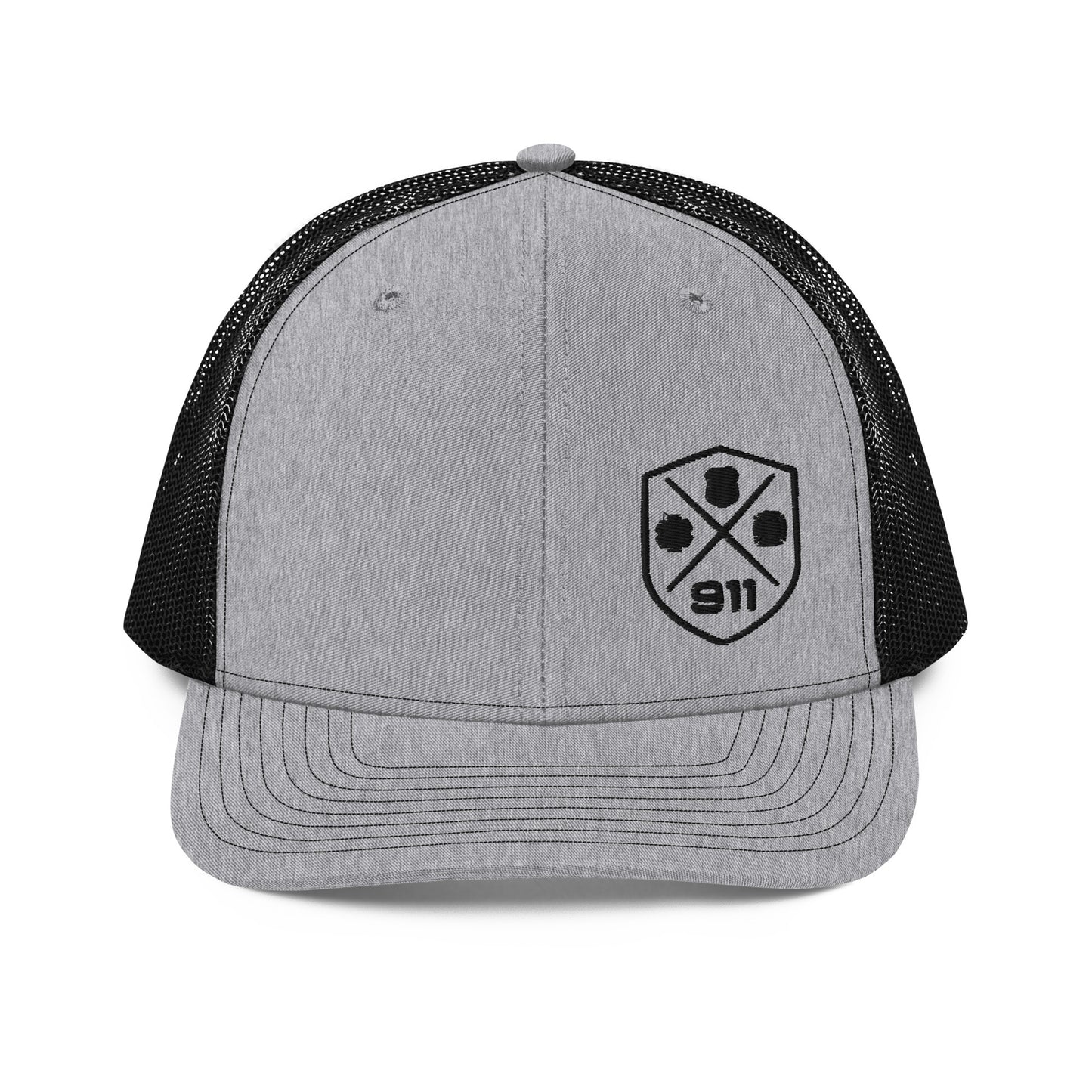 911 Duty Gear Logo Police Fire EMS Grey Richardson Mesh Cap