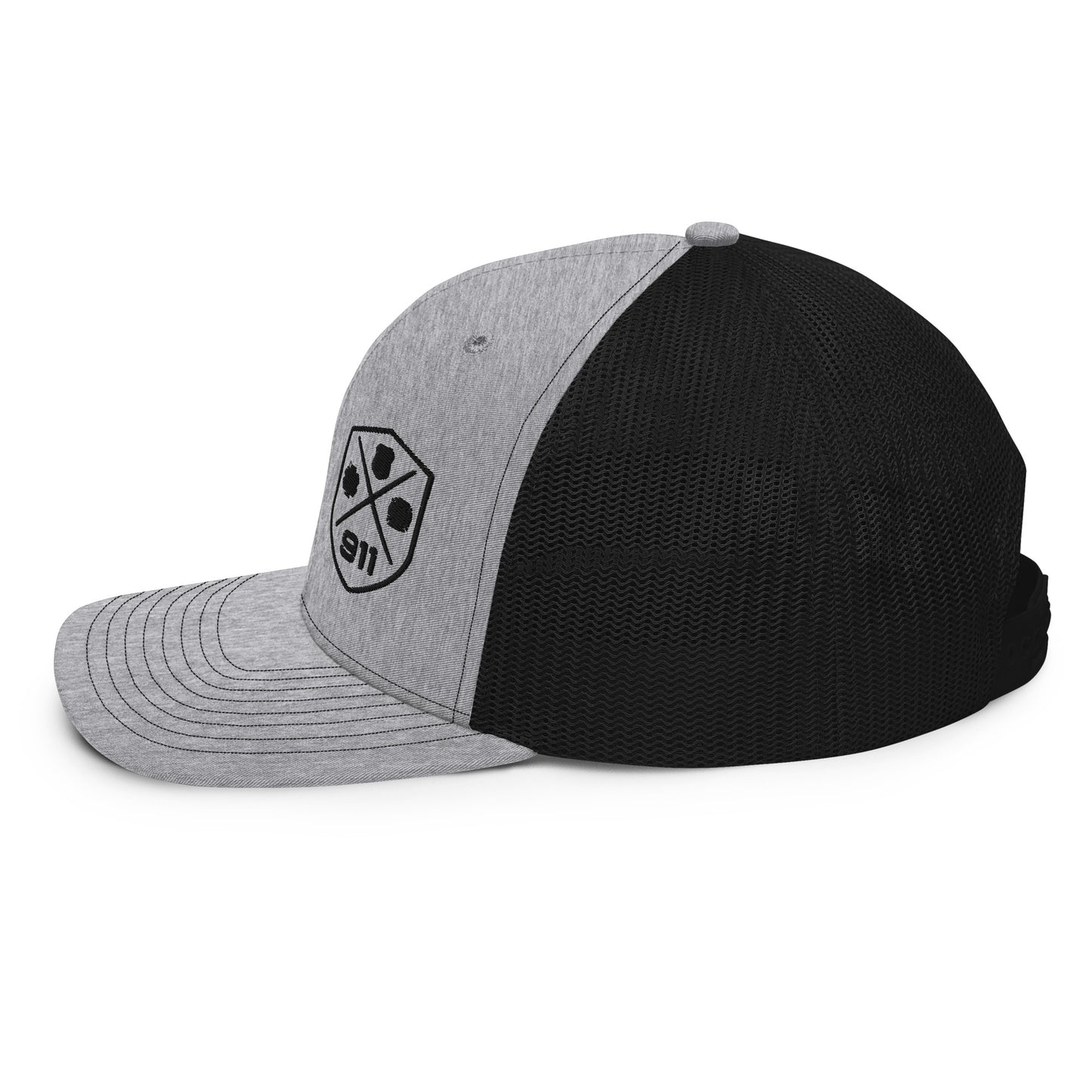 911 Duty Gear Logo Police Fire EMS Grey Richardson Mesh Cap