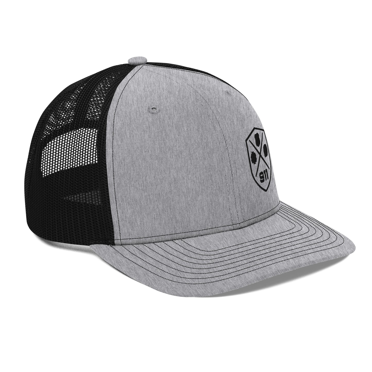 911 Duty Gear Logo Police Fire EMS Grey Richardson Mesh Cap