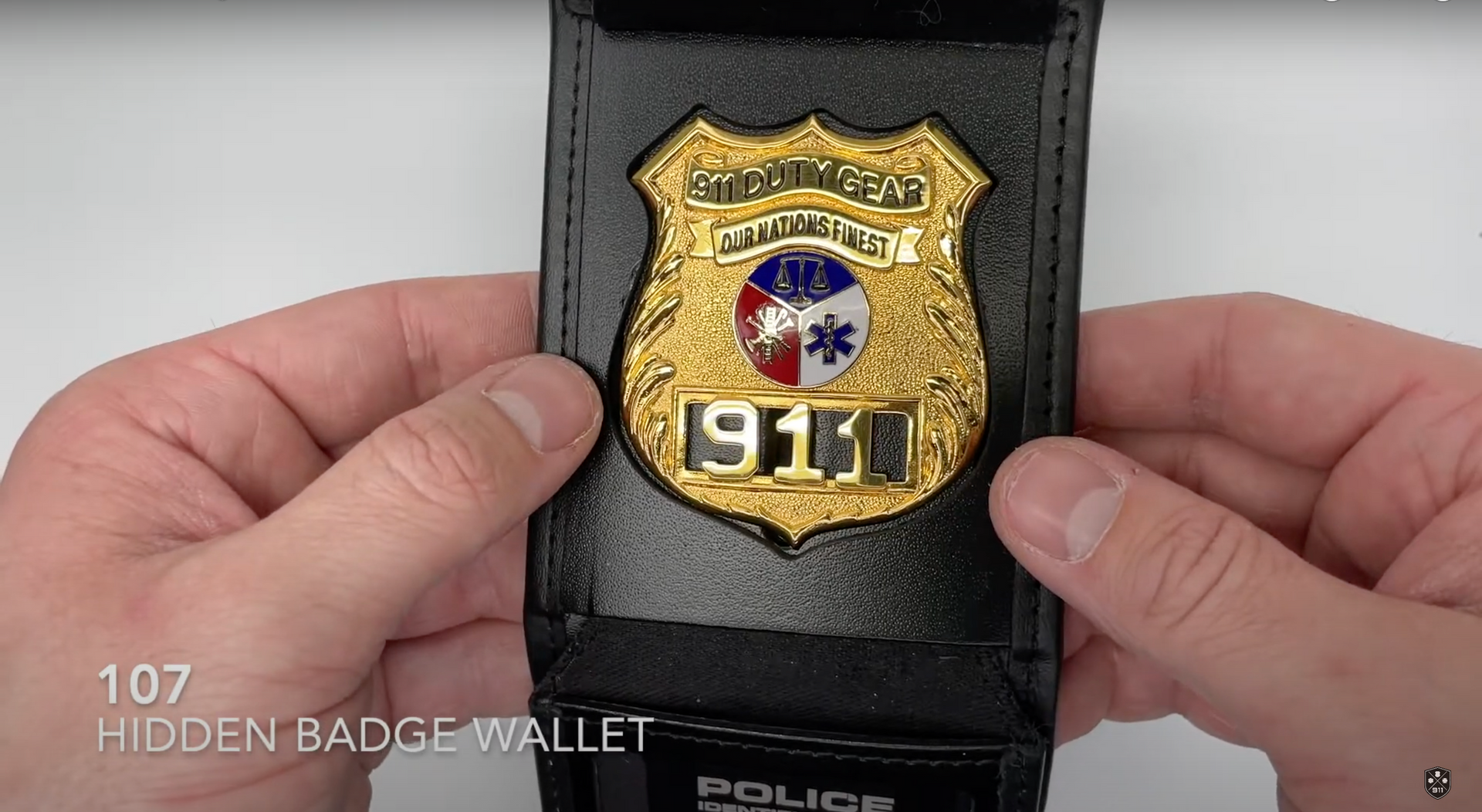 Load video: 107 Leather Badge Wallet by Perfect fit Product Video Best Badge Wallet Canada