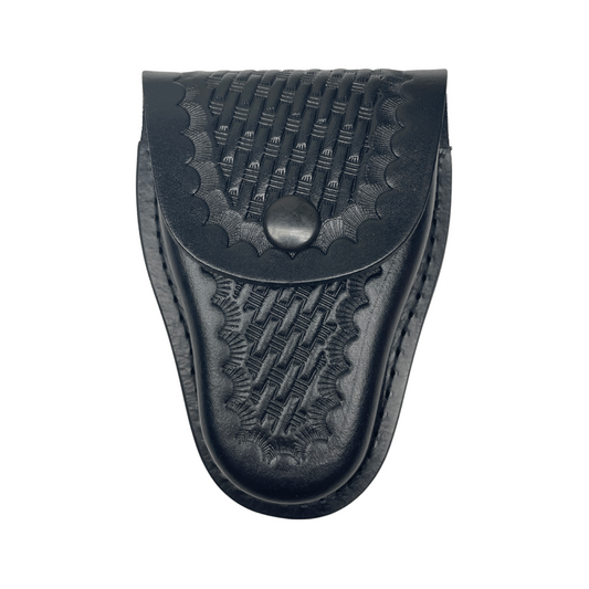 Closed Top Basketweave Leather Handcuff Case