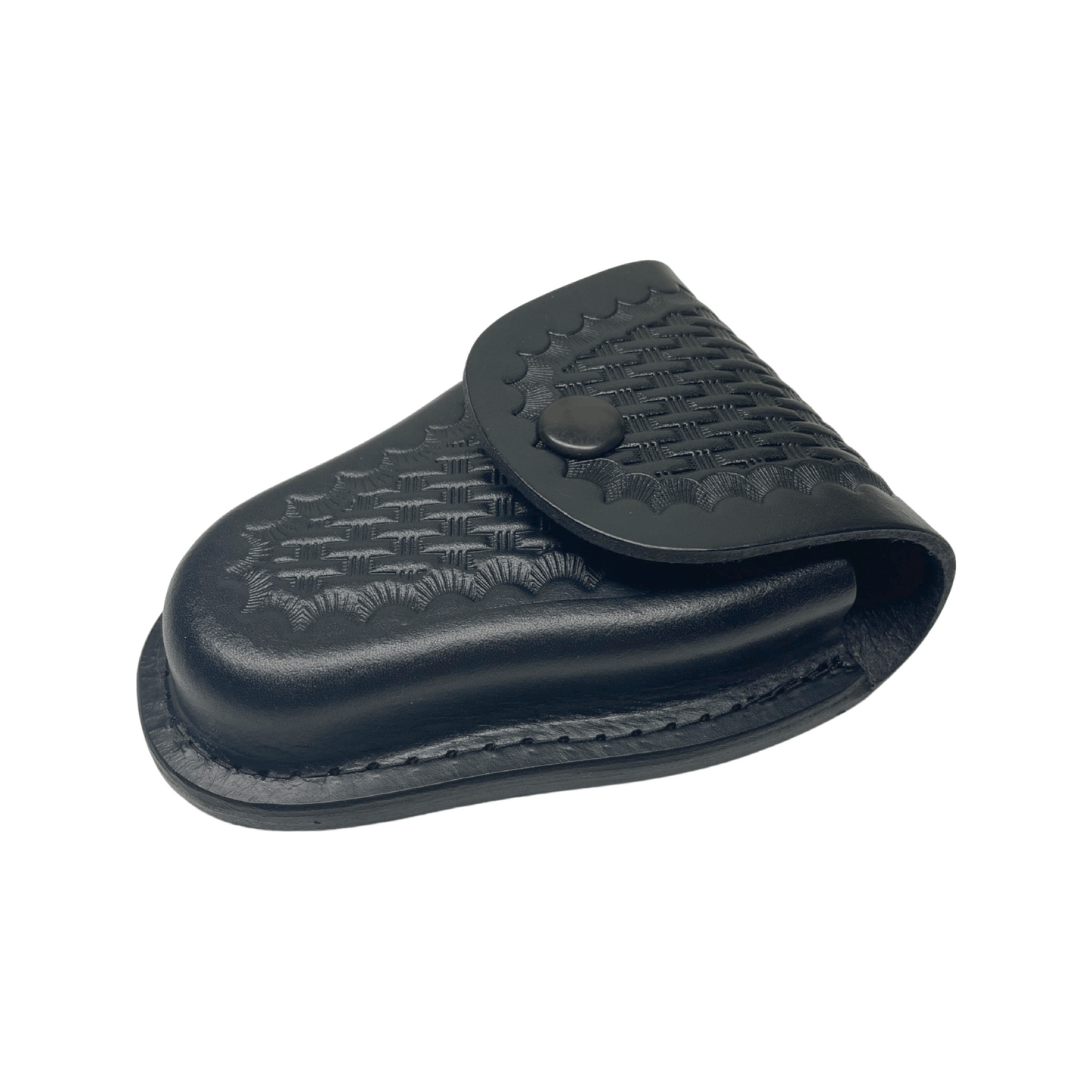 Closed Top Basketweave Leather Handcuff Case