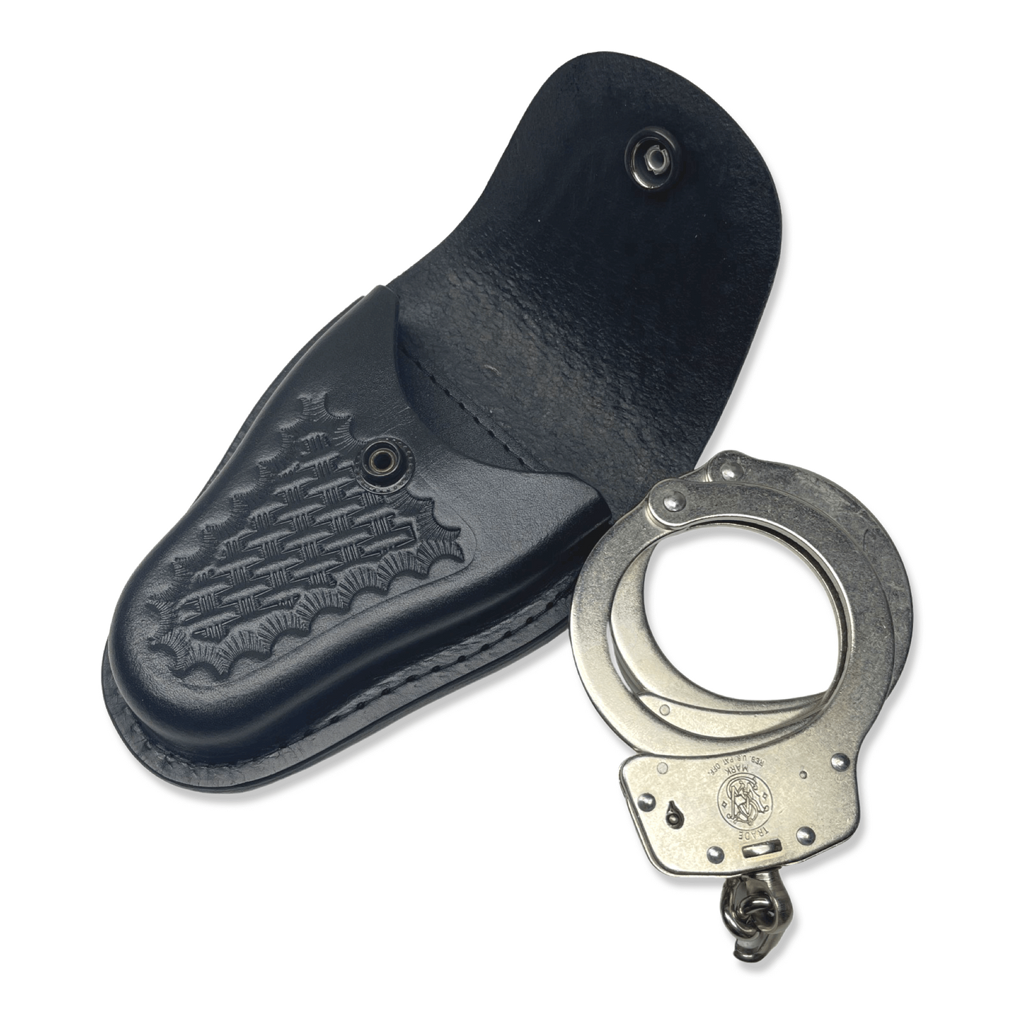 Closed Top Basketweave Leather Handcuff Case
