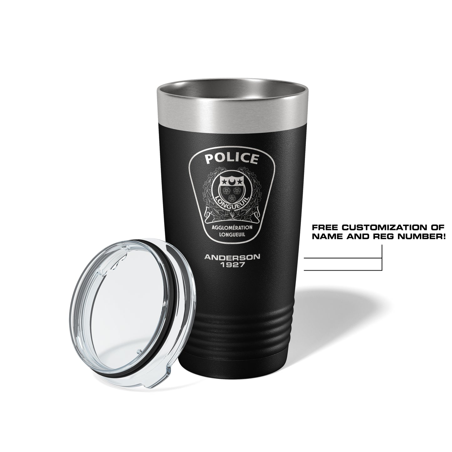 Longueuil Police Black Vacuum Insulated Tumbler