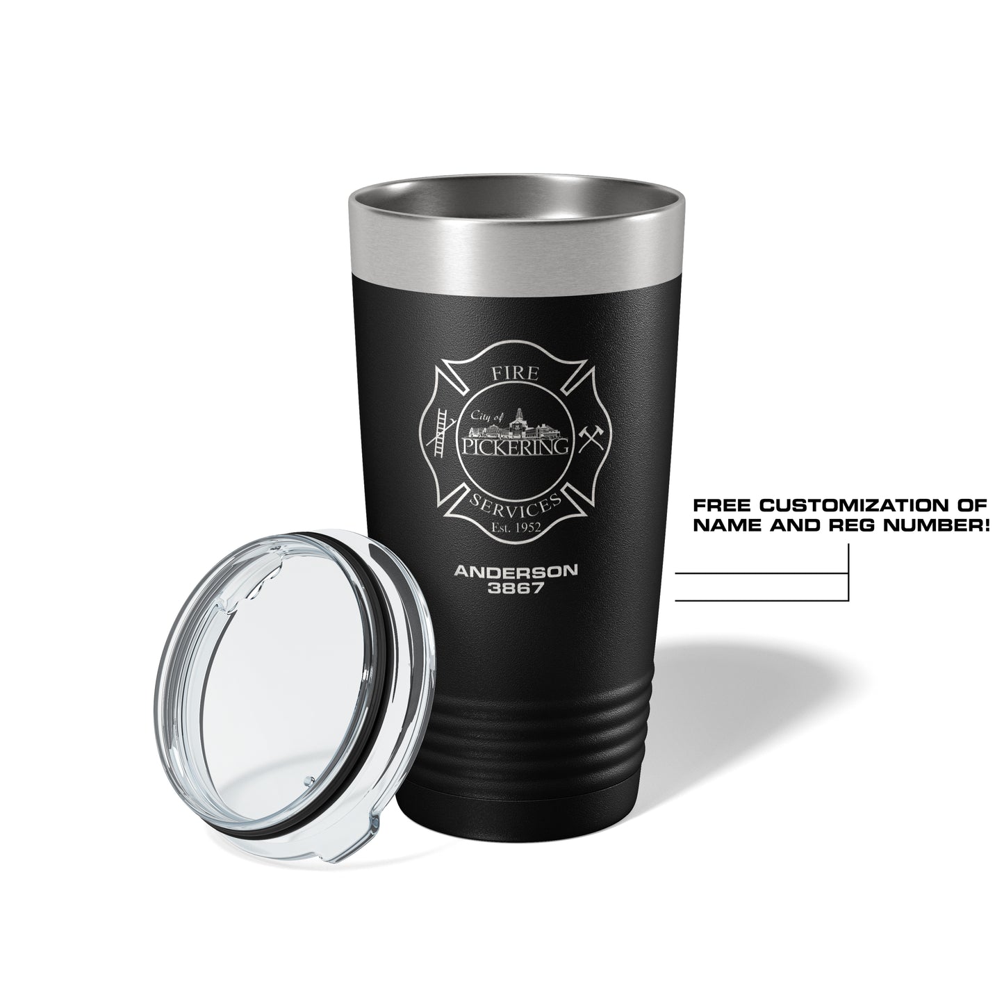 Pickering Fire Department Black Vacuum Insulated Tumbler