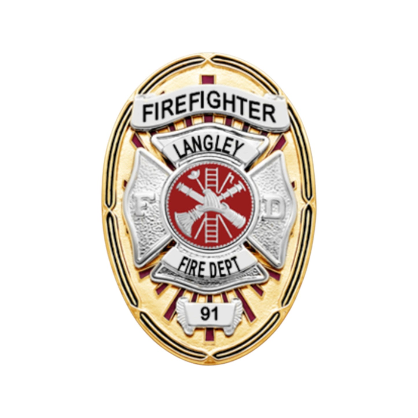 S652 Smith and Warren Oval Firefighter Badge
