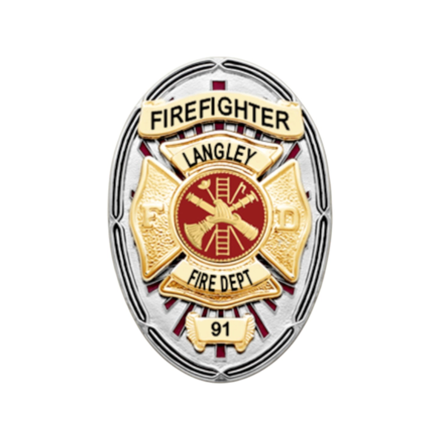 S652 Smith and Warren Oval Firefighter Badge