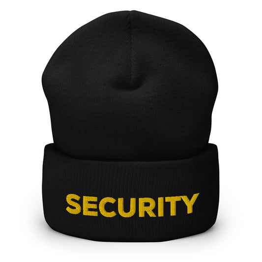 Security Cuffed Duty Toque with Yellow Text