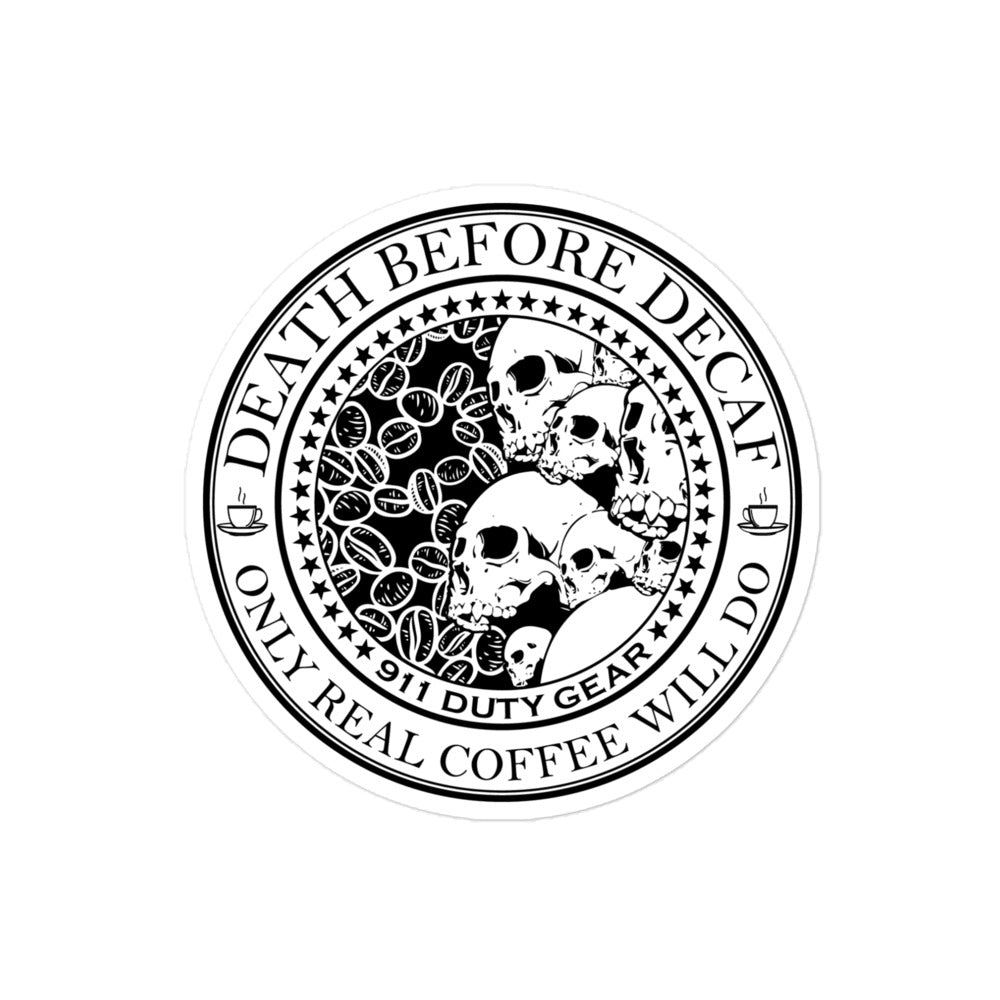 Death Before Decaf Scull Stickers