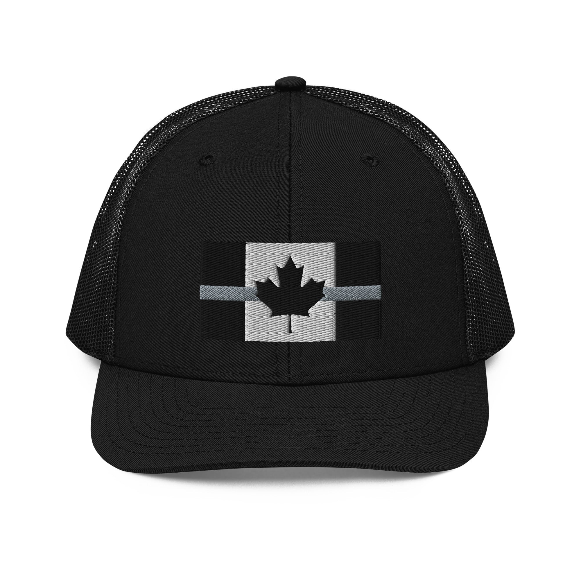 Vintage Canada Trucker Mesh Hat 1980s Black Screenprint flag Canadian good padding