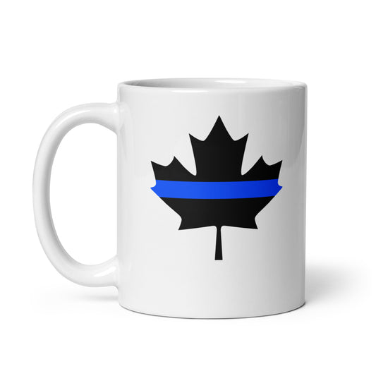 Thin Blue Line Maple Leaf White Mug