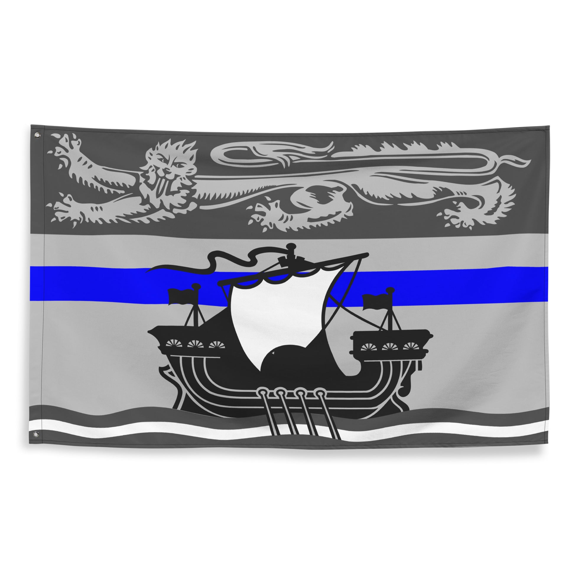 Subdued New Brunswick Thin Blue Line Canada Wall Flag-911 Duty Gear Canada-911 Duty Gear Canada