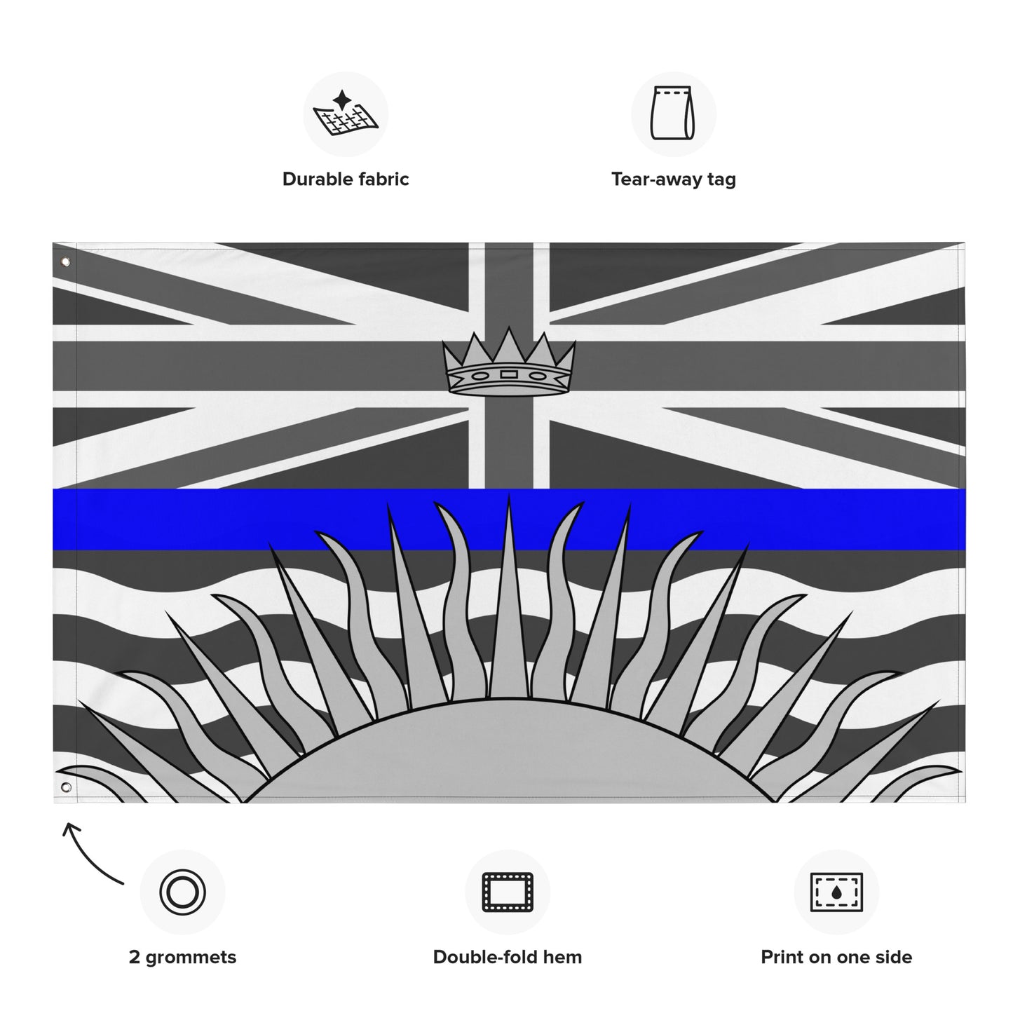 Subdued British Columbia Thin Blue Line Canada Wall Flag-911 Duty Gear Canada-911 Duty Gear Canada