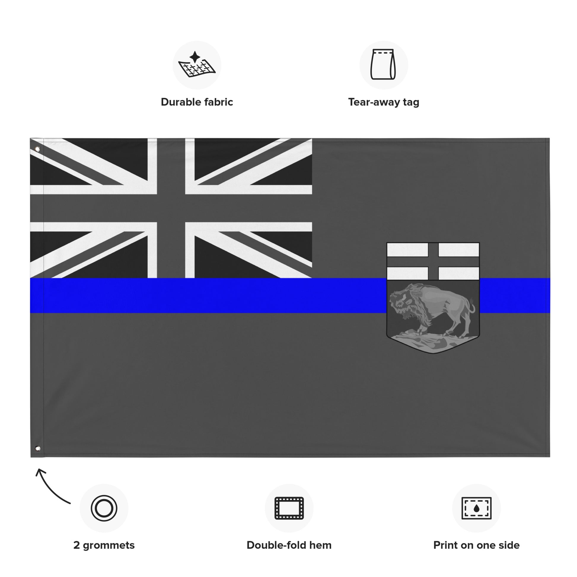 Subdued Manitoba Thin Blue Line Canada Wall Flag-911 Duty Gear Canada-911 Duty Gear Canada