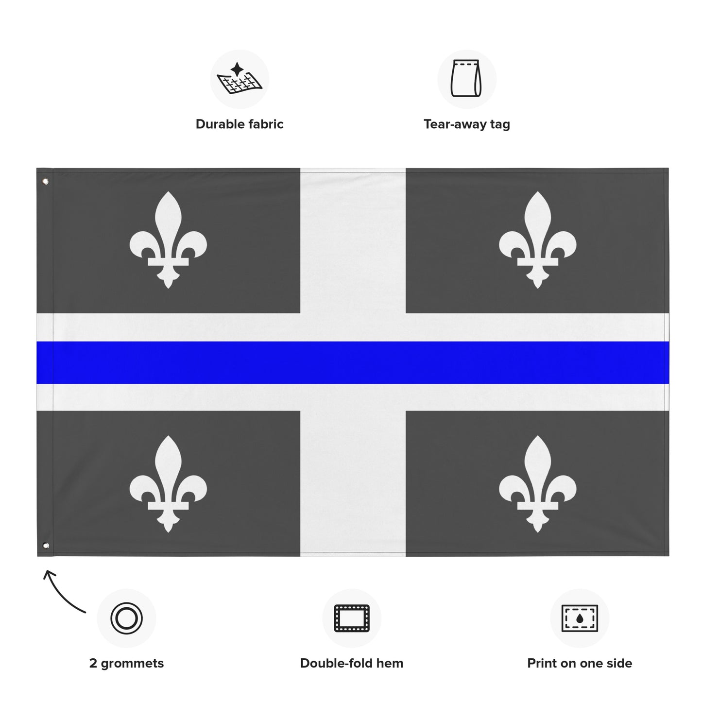 Subdued Quebec Thin Blue Line Canada Wall Flag-911 Duty Gear Canada-911 Duty Gear Canada