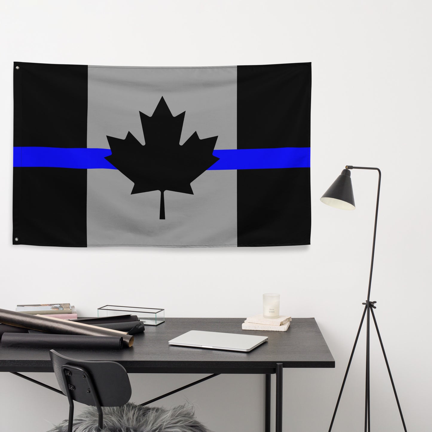 Thin Blue Line Canada Maple Leaf Wall Flag-911 Duty Gear Canada-911 Duty Gear Canada