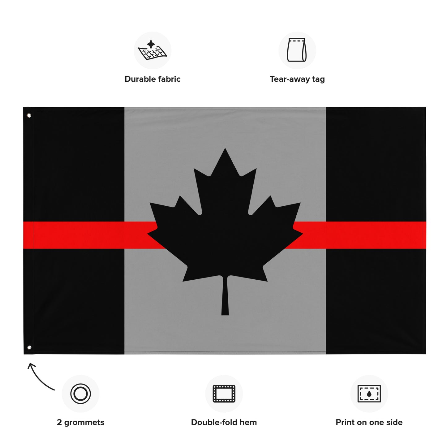 Thin Red Line Canada Firefighter Wall Flag-911 Duty Gear Canada-911 Duty Gear Canada
