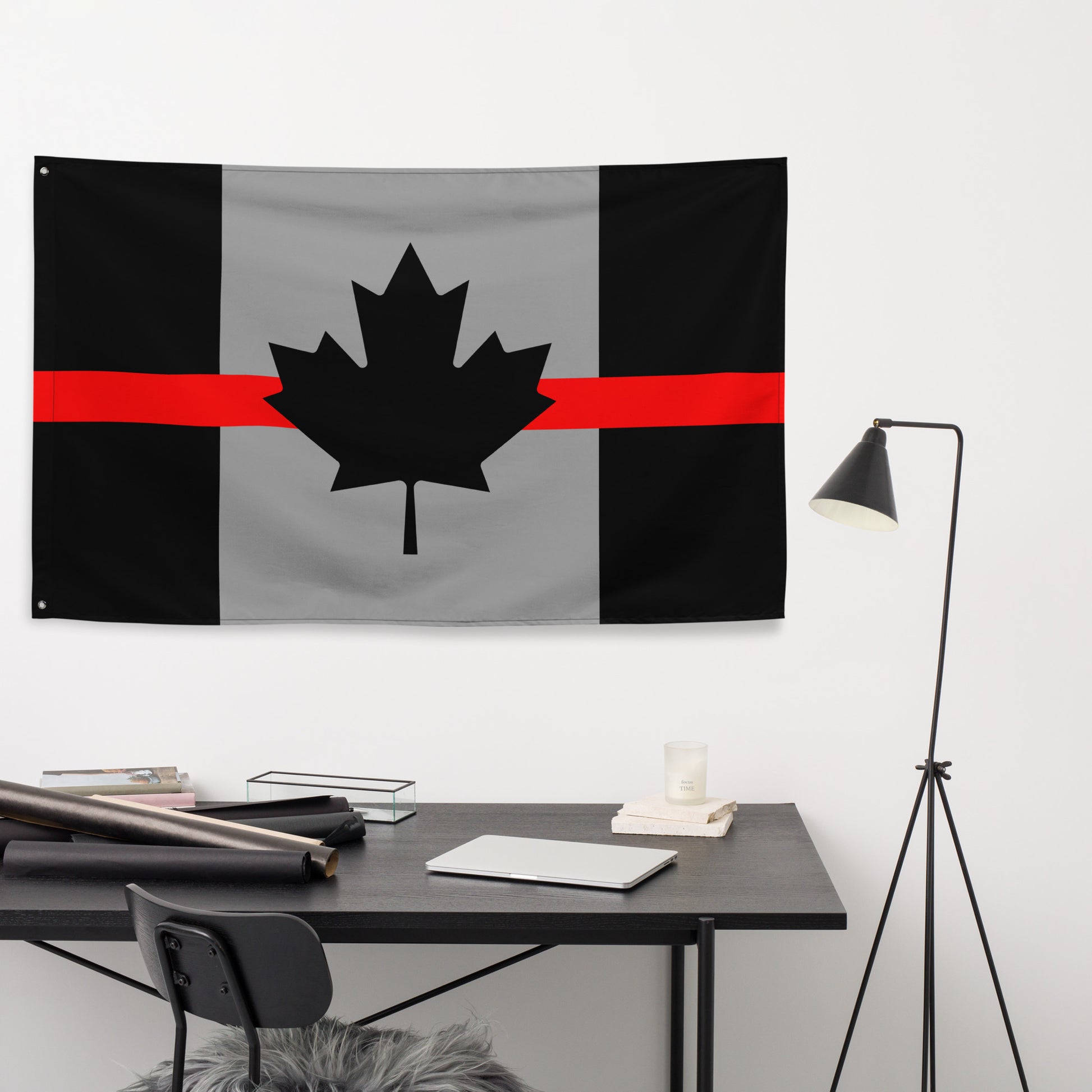 Thin Red Line Canada Firefighter Wall Flag-911 Duty Gear Canada-911 Duty Gear Canada