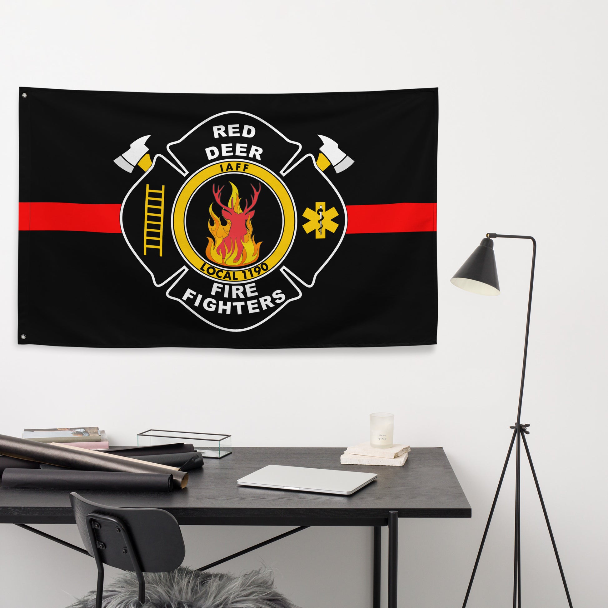 Custom Firefighter, Fire Department, Station, Engine Company Wall Flag-911 Duty Gear Canada-911 Duty Gear Canada