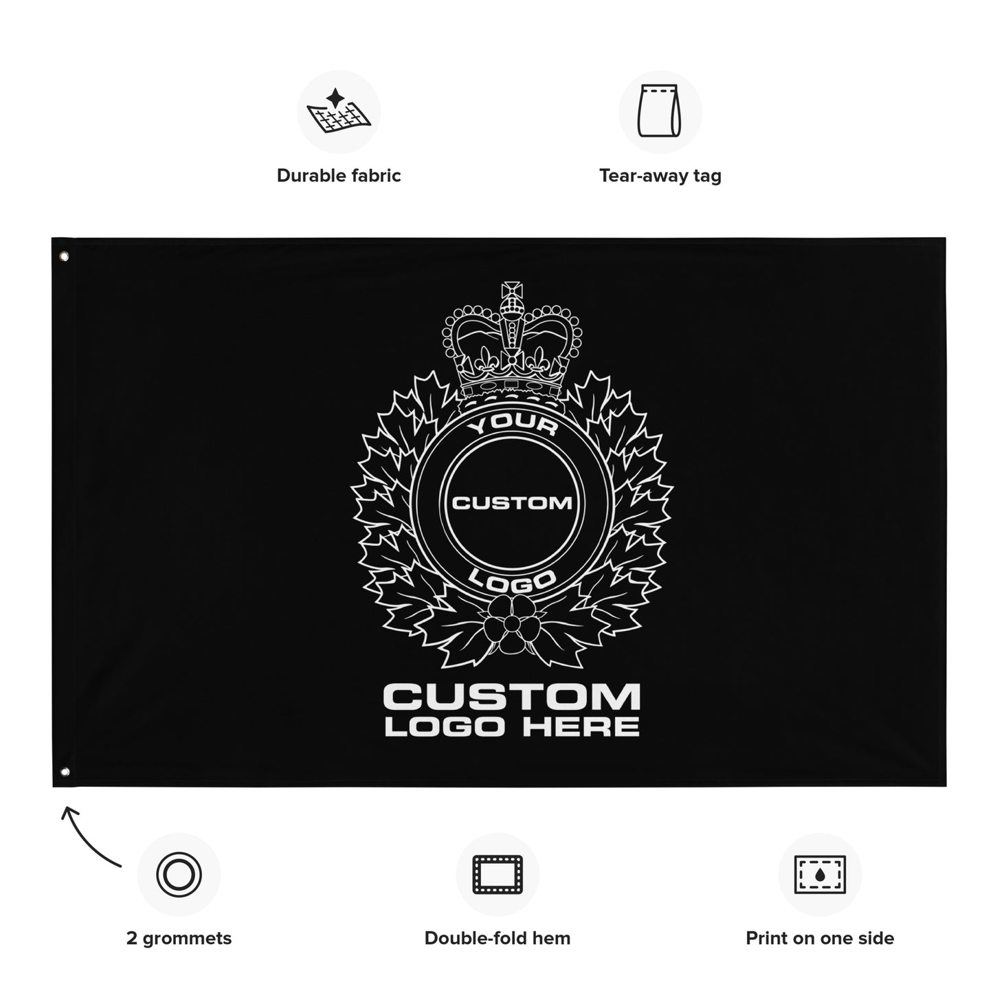 Custom Police, LEO, Sheriff, Corrections Agency Logo Wall Flag-911 Duty Gear Canada-911 Duty Gear Canada