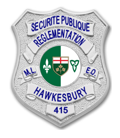 Sécurité Publique Hawkesbury Badge - Nickel Electroplate